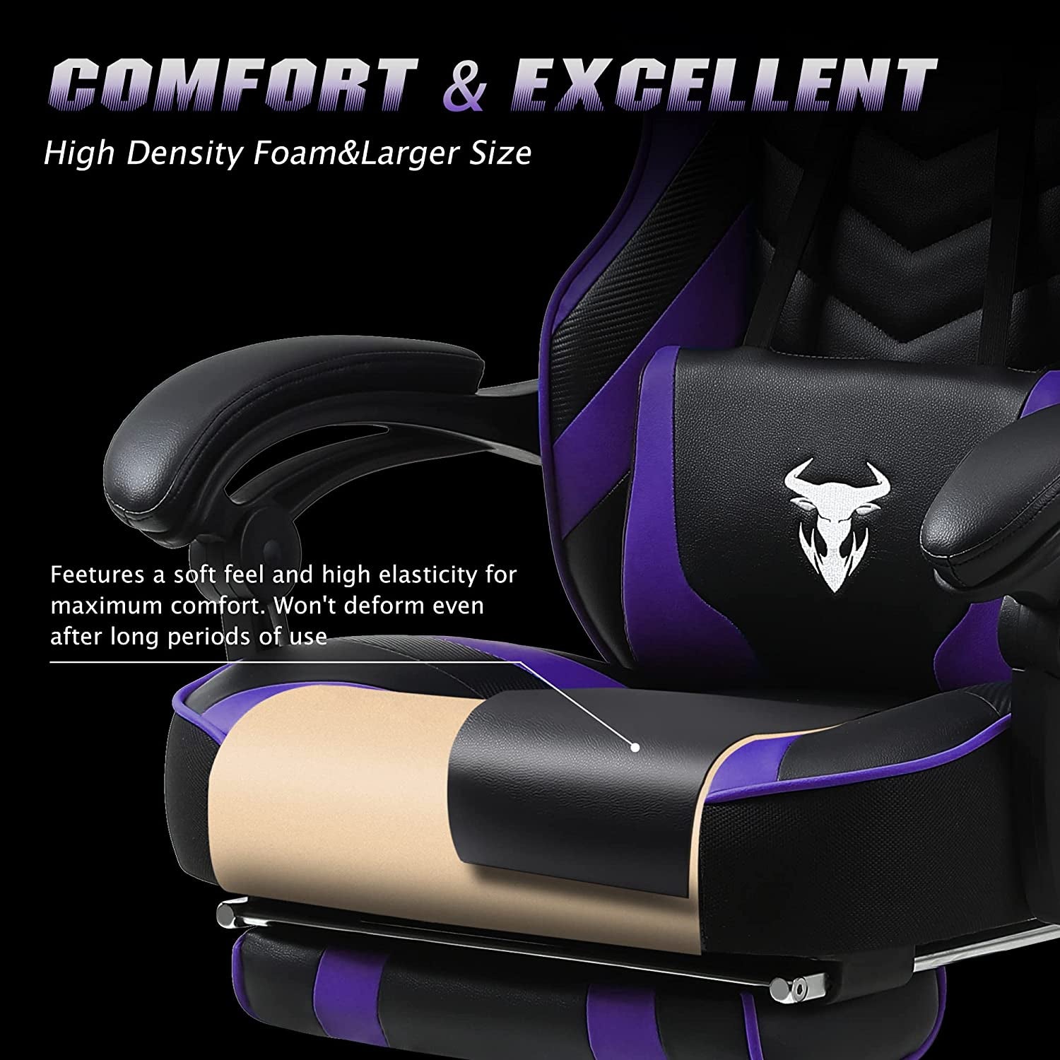 Purple Gaming Chair Reclining Computer Chair with Footrest High Back Gamer Chair with Massage Large Computer Gaming Chair Racing Style Chair for Gaming Big and Tall Gaming Chairs for Adult