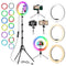 13" RGB Selfie Ring Light W/ Tripod Stand & Phone Holder 26 Modes 10 Brightness Level 120 LED Bulbs Dimmable Selfie Ringlight for Live Stream Makeup Youtube Video Photography Shooting